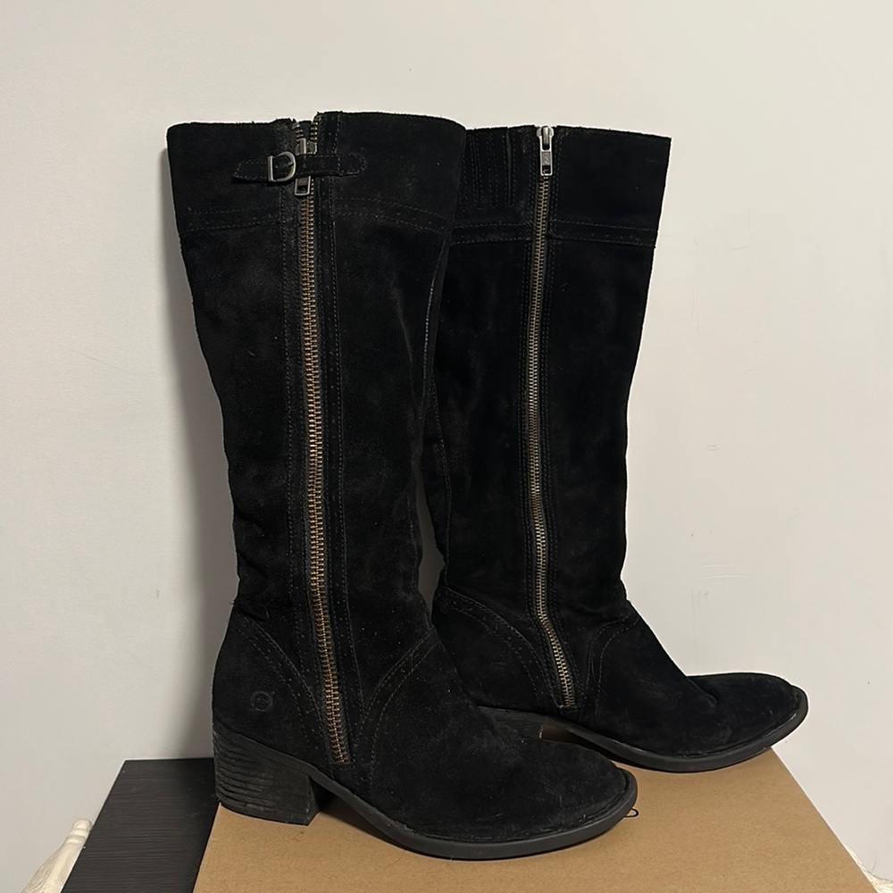 BØRN black suede tall boots